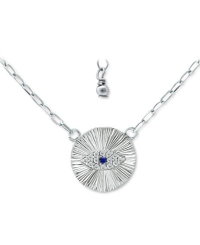 Подвеска-кулон Giani Bernini Lab-Grown Blue Sapphire & Cubic Zirconia Evil Eye Disc, 16" + 2" extender