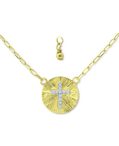Подвеска Giani Bernini Cubic Zirconia Cross Disc 16" + 2" extender