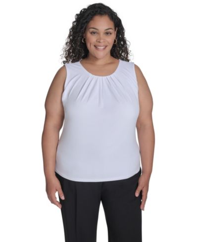 Calvin Klein топ Plus Size без рукавов с плиссировкой на шее