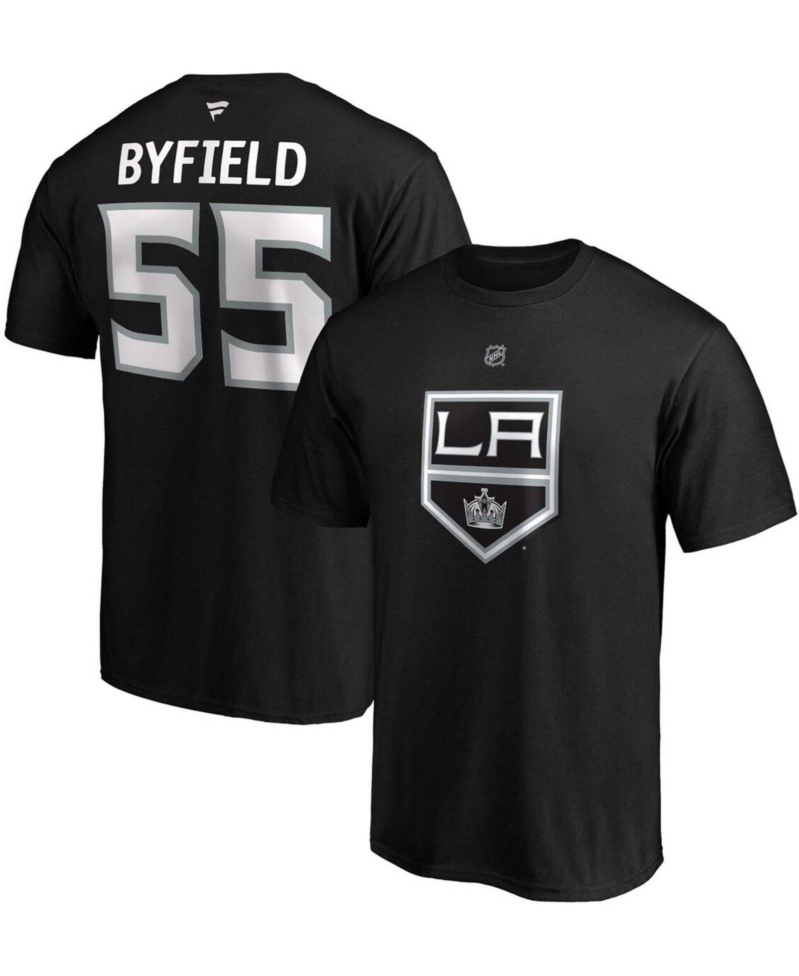Мужская футболка Quinton Byfield Black Los Angeles Kings Authentic Stack Name and Number