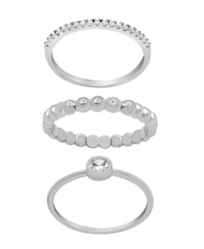 And Now This Gold Plated 3-Piece Clear Cubic Zirconia and Band Ring Set