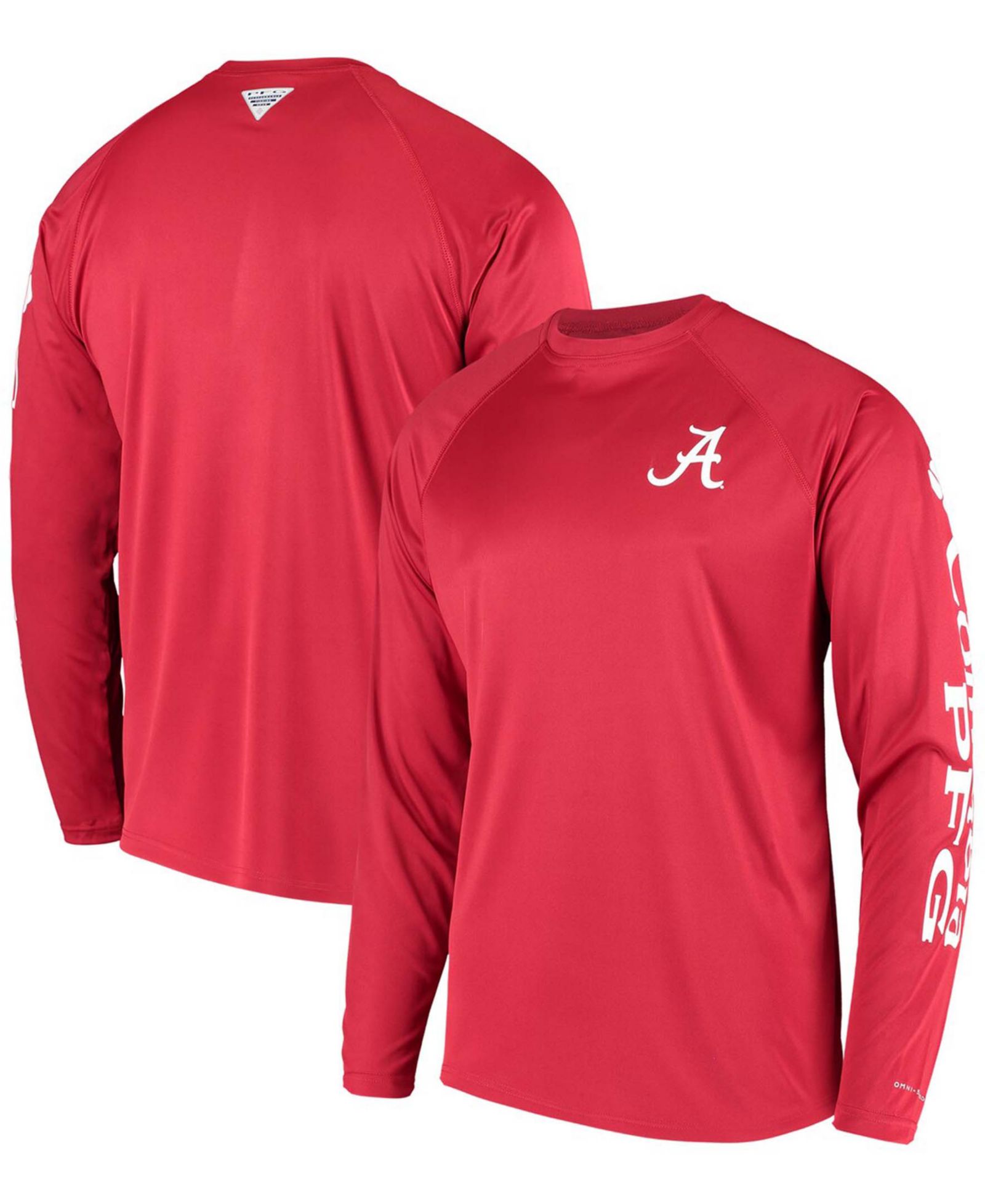 Men's PFG Crimson Alabama Crimson Tide Terminal Tackle Omni-Shade Long Sleeve T-shirt