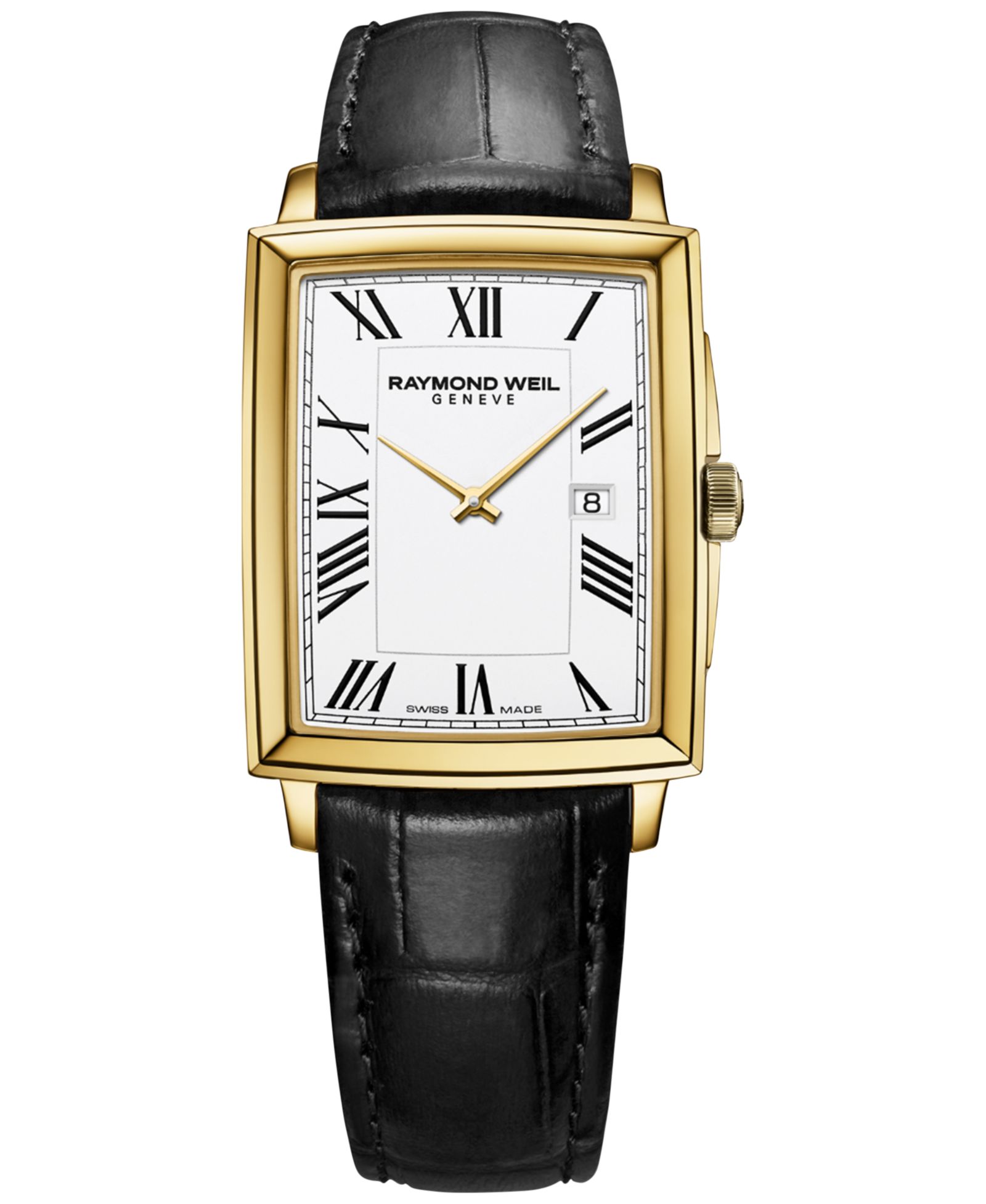 Мужские швейцарские часы Raymond Weil Toccata с черным кожаным ремешком, 29x37mm