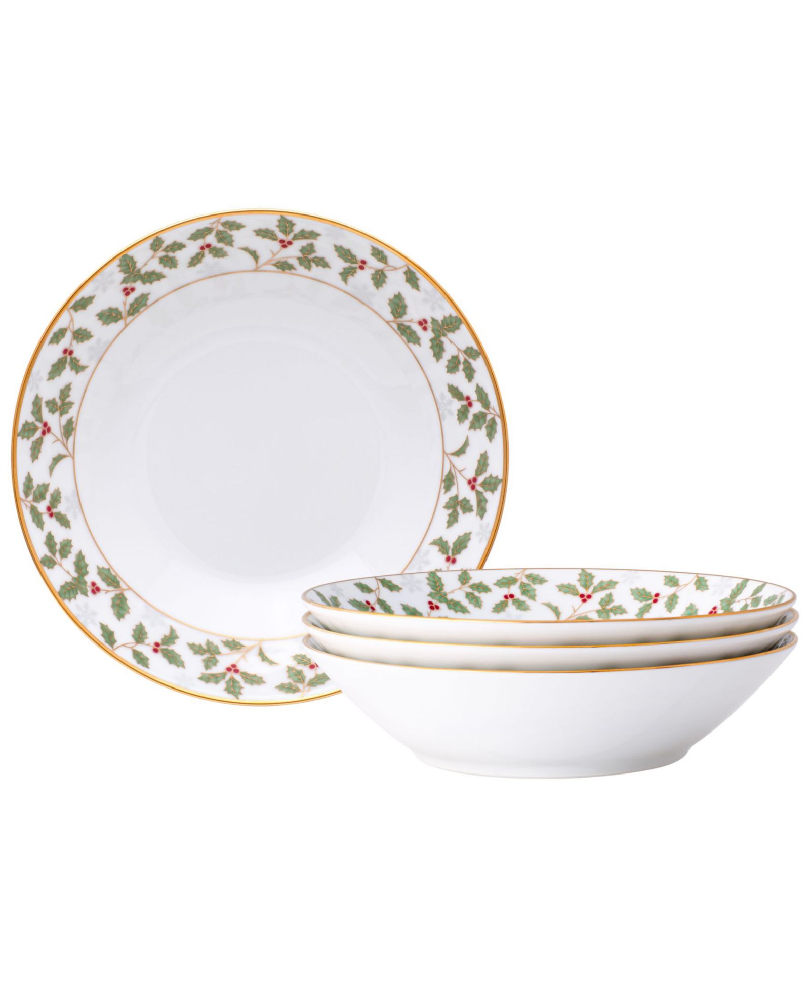Noritake набор суповых тарелок Holly & Berry Gold 4-Pc., 7.50", 12 oz.