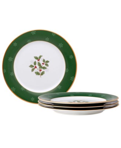 Noritake Holly & Berry Gold Set of 4 Accent Plates, 9"