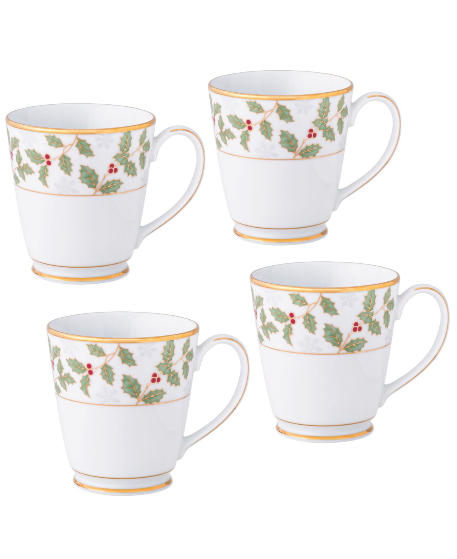 Набор из 4 кружек Noritake Holly & Berry Gold, 12 oz.