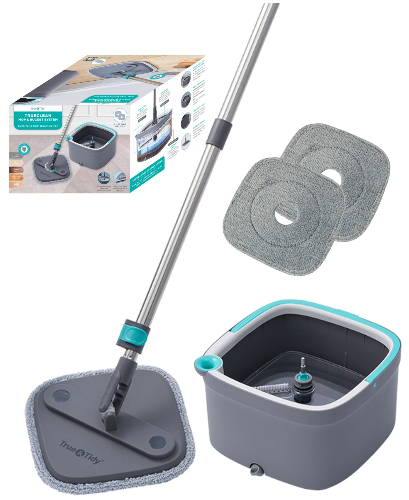 True & Tidy True Clean Spin Mop & Bucket Cleaning  System