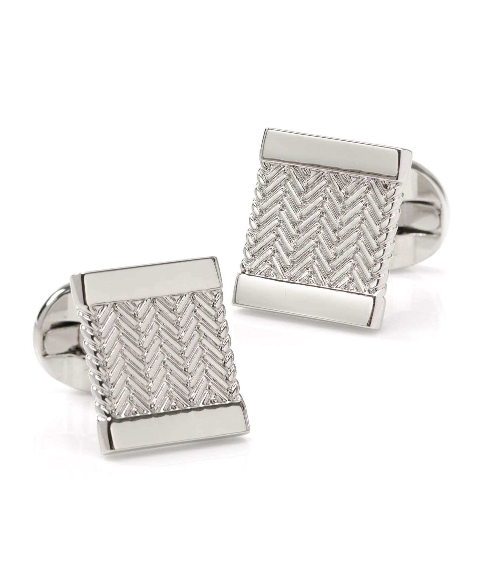 Ox & Bull Trading Co. Men's Silver Herringbone Cufflinks