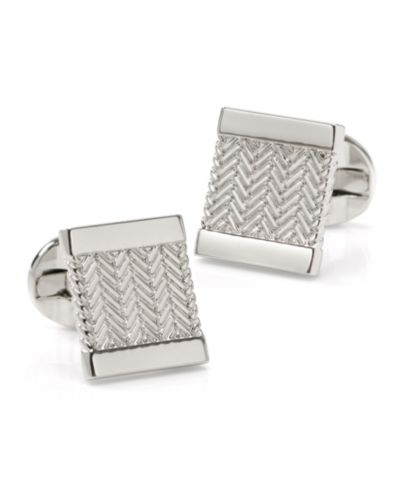 Ox & Bull Trading Co. Men's Silver Herringbone Cufflinks
