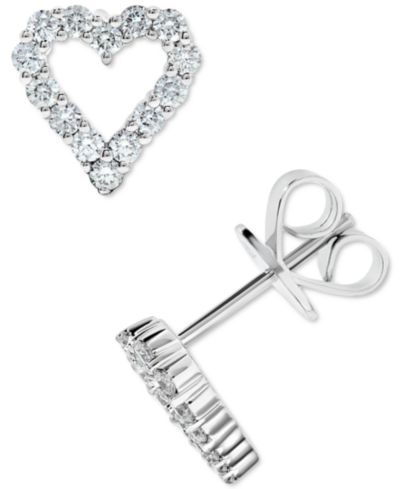 Серьги-гвоздики Diamond Heart (1/2 ct. t.w.) из белого золота 14k