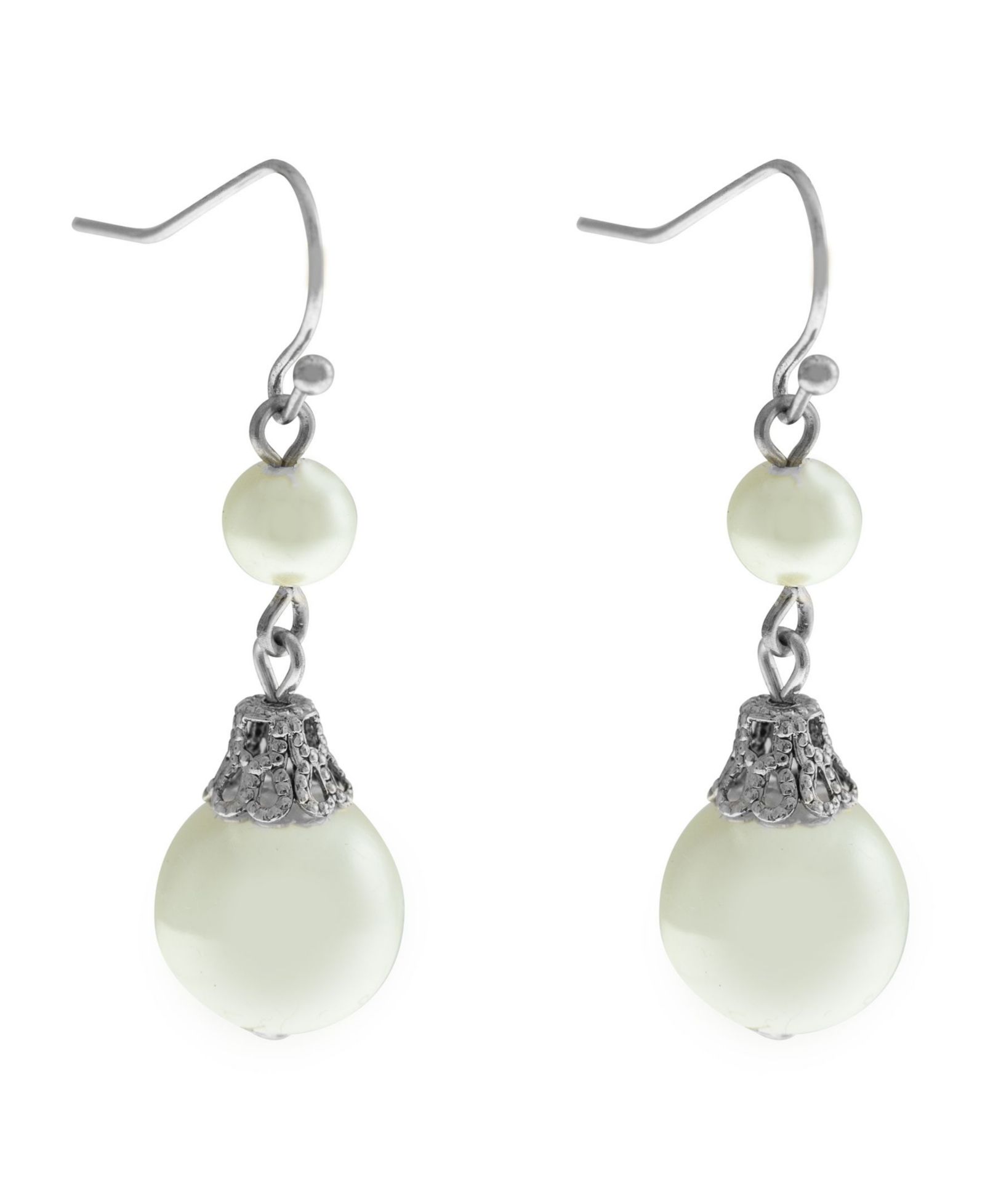 2028 Double Imitation Pearl Drop Wire Earrings