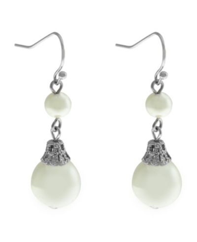 2028 Double Imitation Pearl Drop Wire Earrings