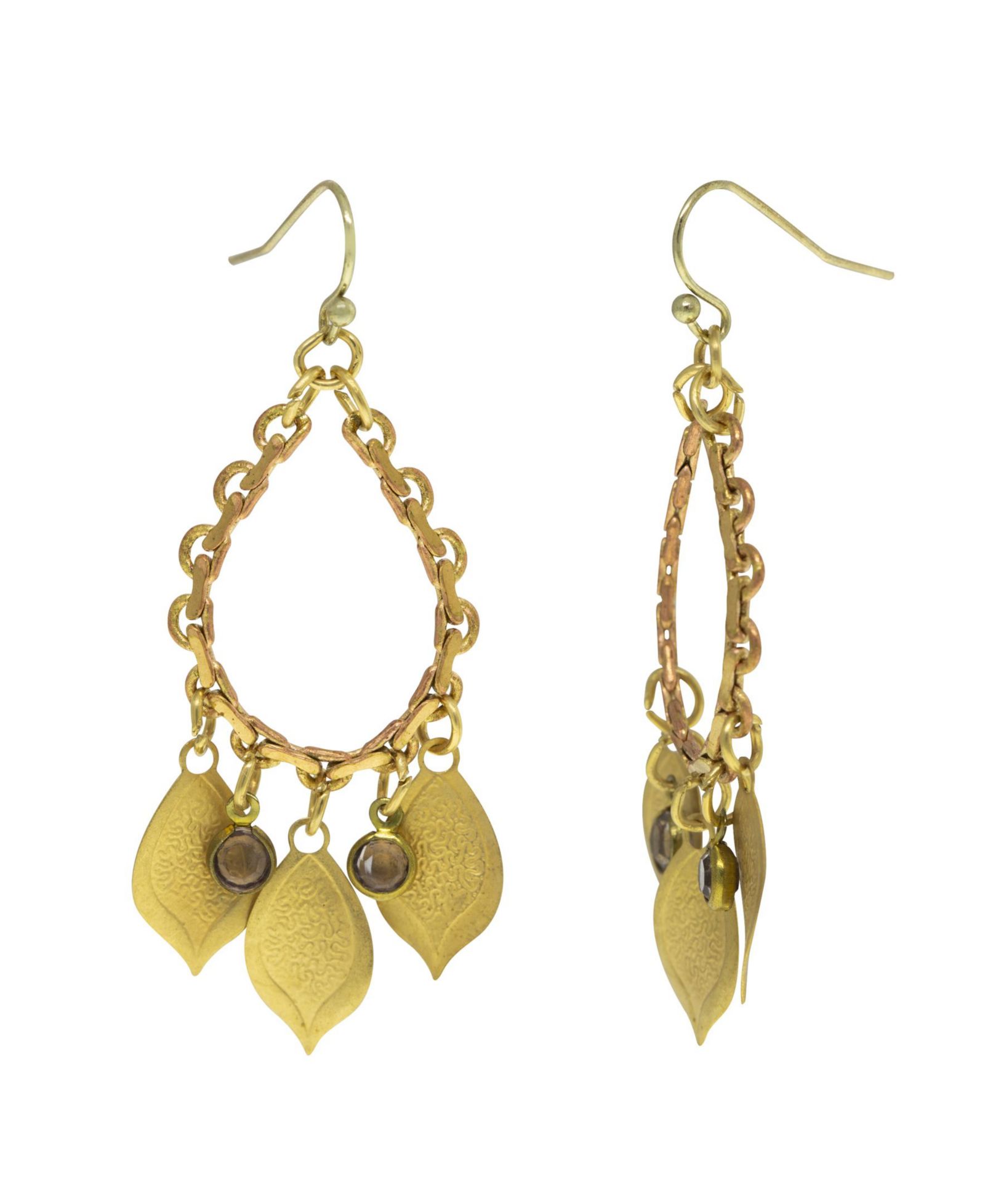 2028 14K Gold-tone Oval Chain Hoop Drop Earring