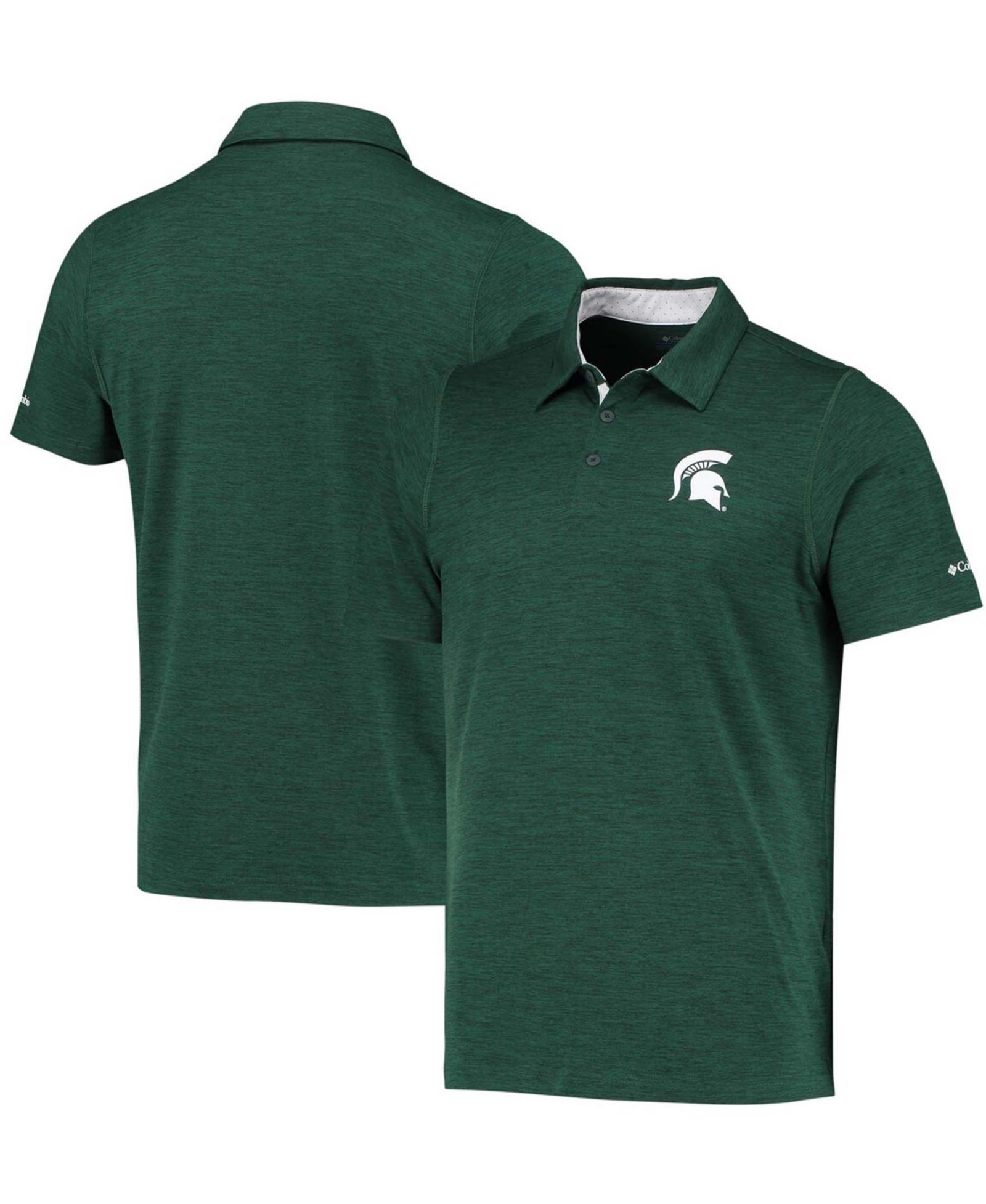 Men's Green Michigan State Spartans Tech Trail Space Dye Omni-Shade Polo