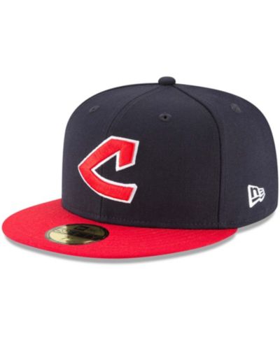 Мужская шерстяная кепка 59FIFTY Cleveland Indians Cooperstown Collection, темно-синяя
