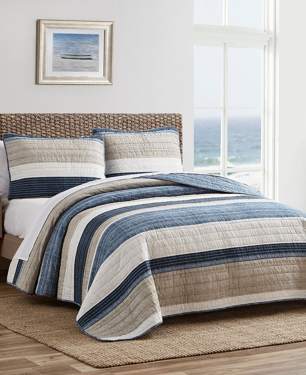 Комплект покрывал Nautica Ridgeport Blue Cotton Reversible 3 Piece, Full/Queen