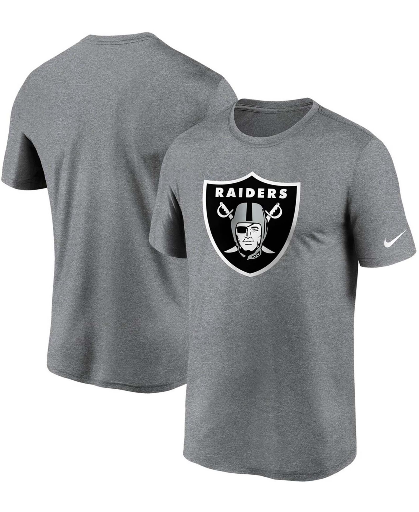 Мужская футболка Nike Las Vegas Raiders Logo Essential Legend Performance в цвете Heathered Charcoal