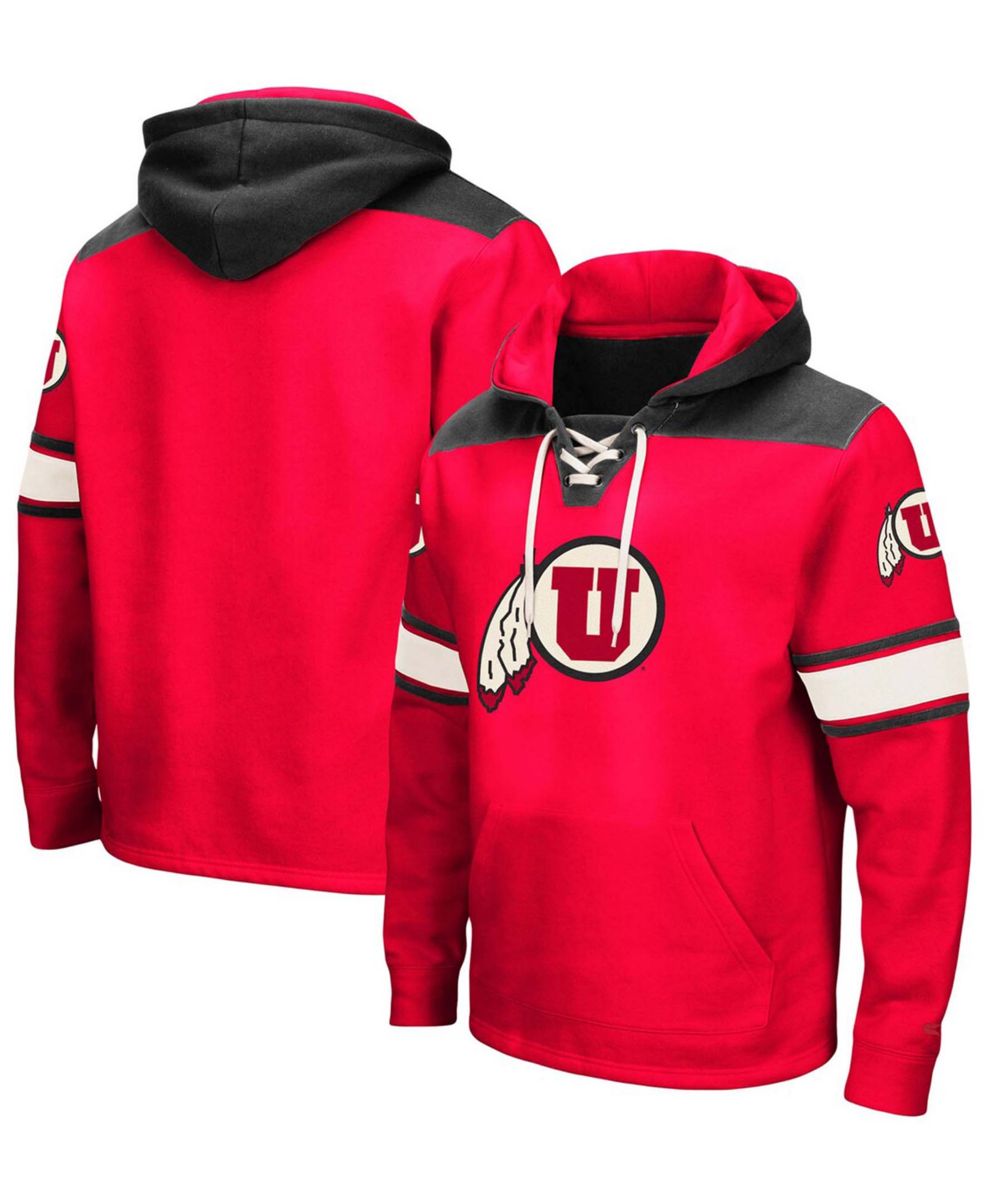 Men's Red Utah Utes 2.0 Lace-Up Logo Pullover Hoodie