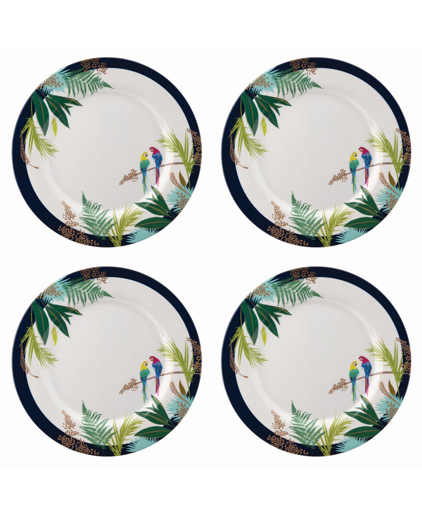 Sara Miller Parrot Dinner Plate, Set of 4