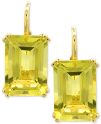 Серьги Lime Quartz Leverback Drop в позолоченном Sterling Silver