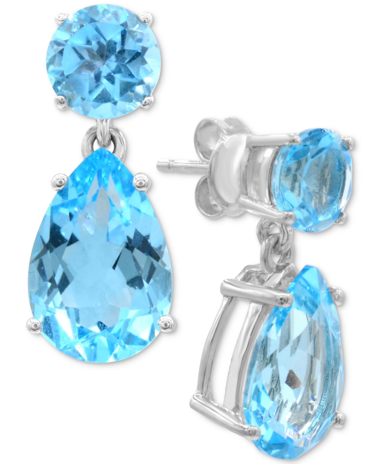 Серьги-подвески с голубым топазом (9-1/4 ct. t.w.) из стерлингового серебра