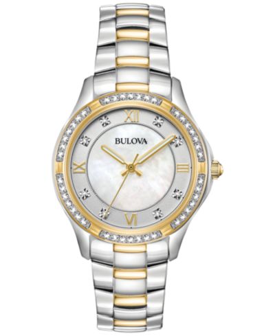 Bulova Женские наручные часы с браслетом из двухцветной нержавеющей стали 32mm
