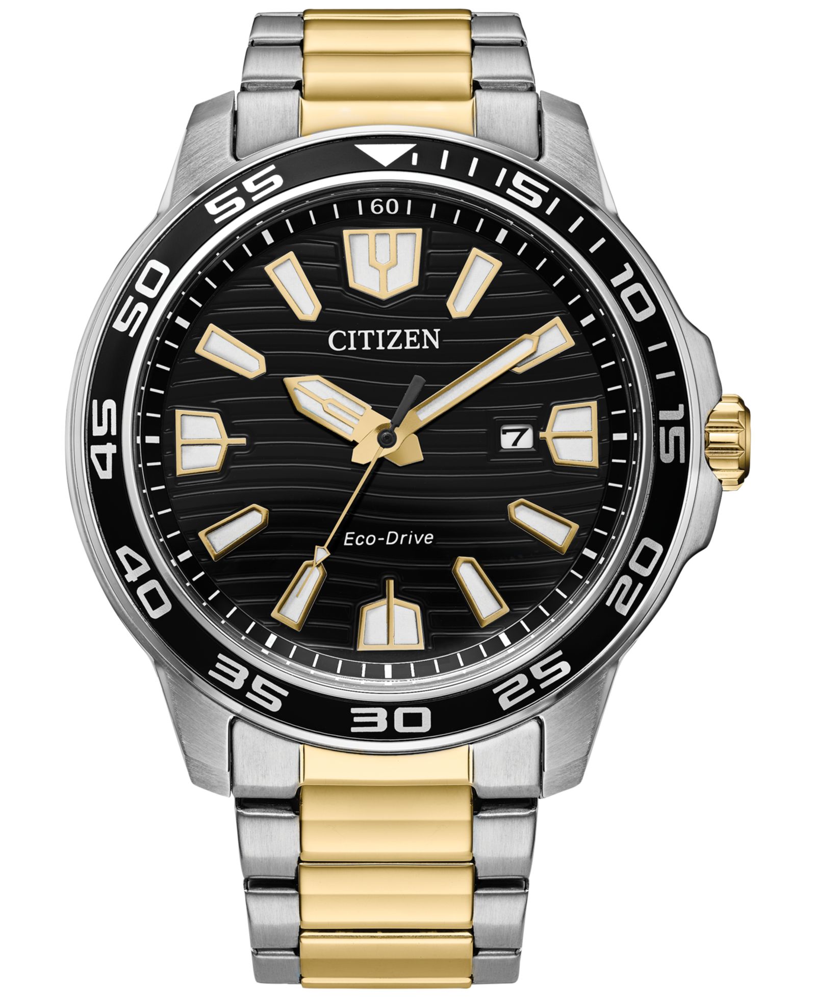 Citizen Мужские спортивные двухцветные часы со стальным браслетом, 45mm