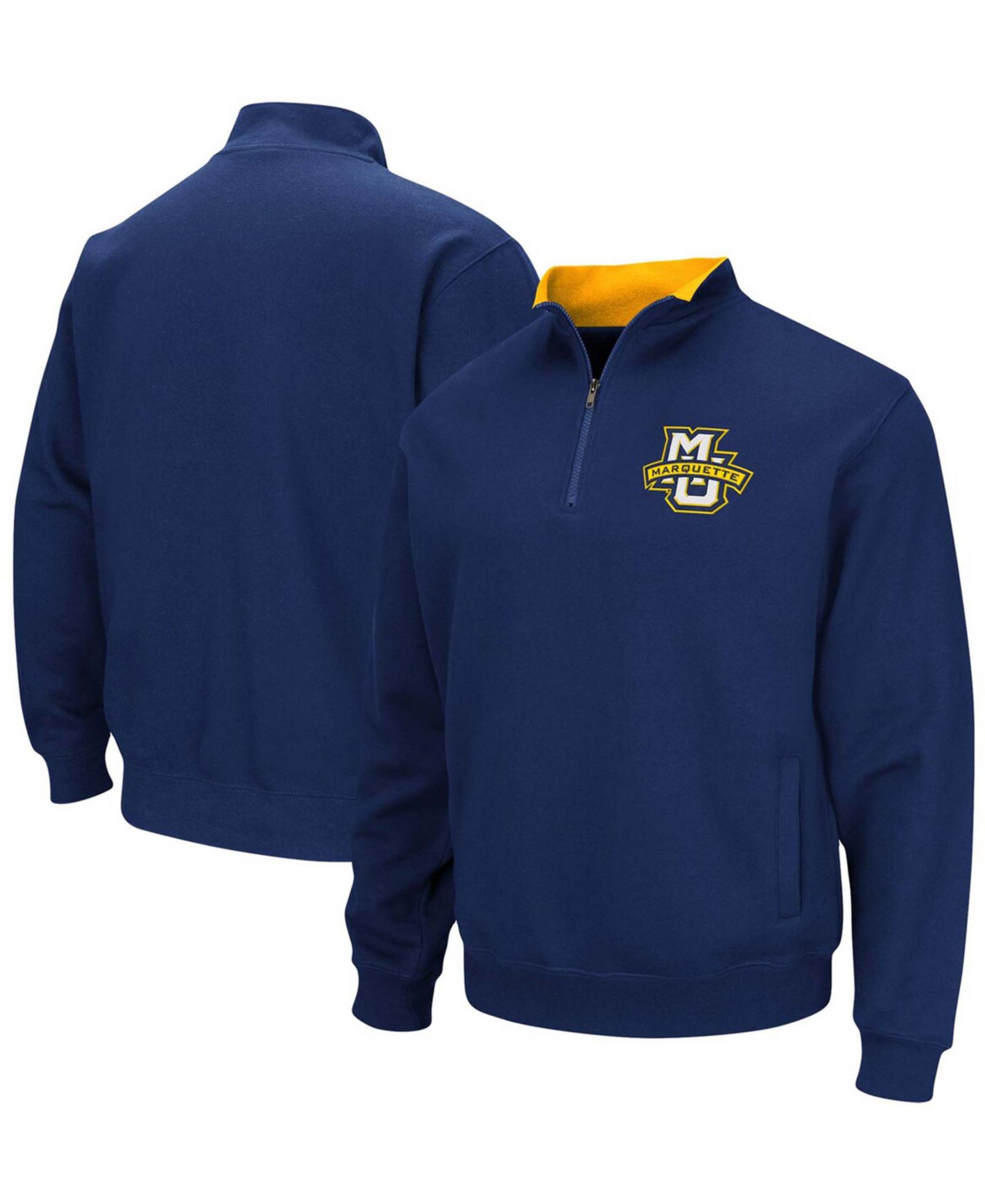 Куртка Colosseum Men's темно-синяя Marquette Golden Eagles Tortugas Logo с молнией на 1/4