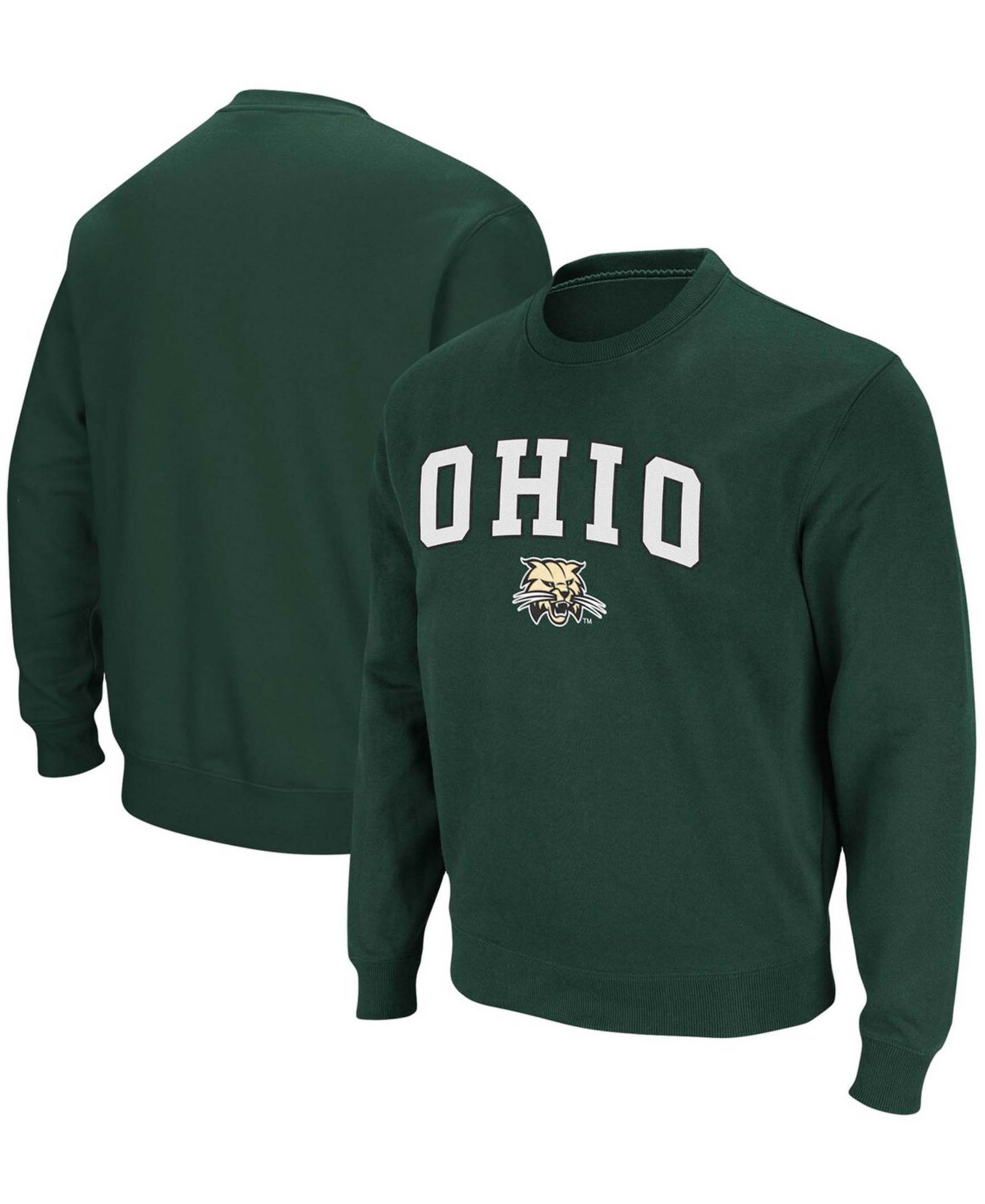 Мужское свитшот Colosseum Ohio Bobcats Arch Logo Tackle Twill Pullover