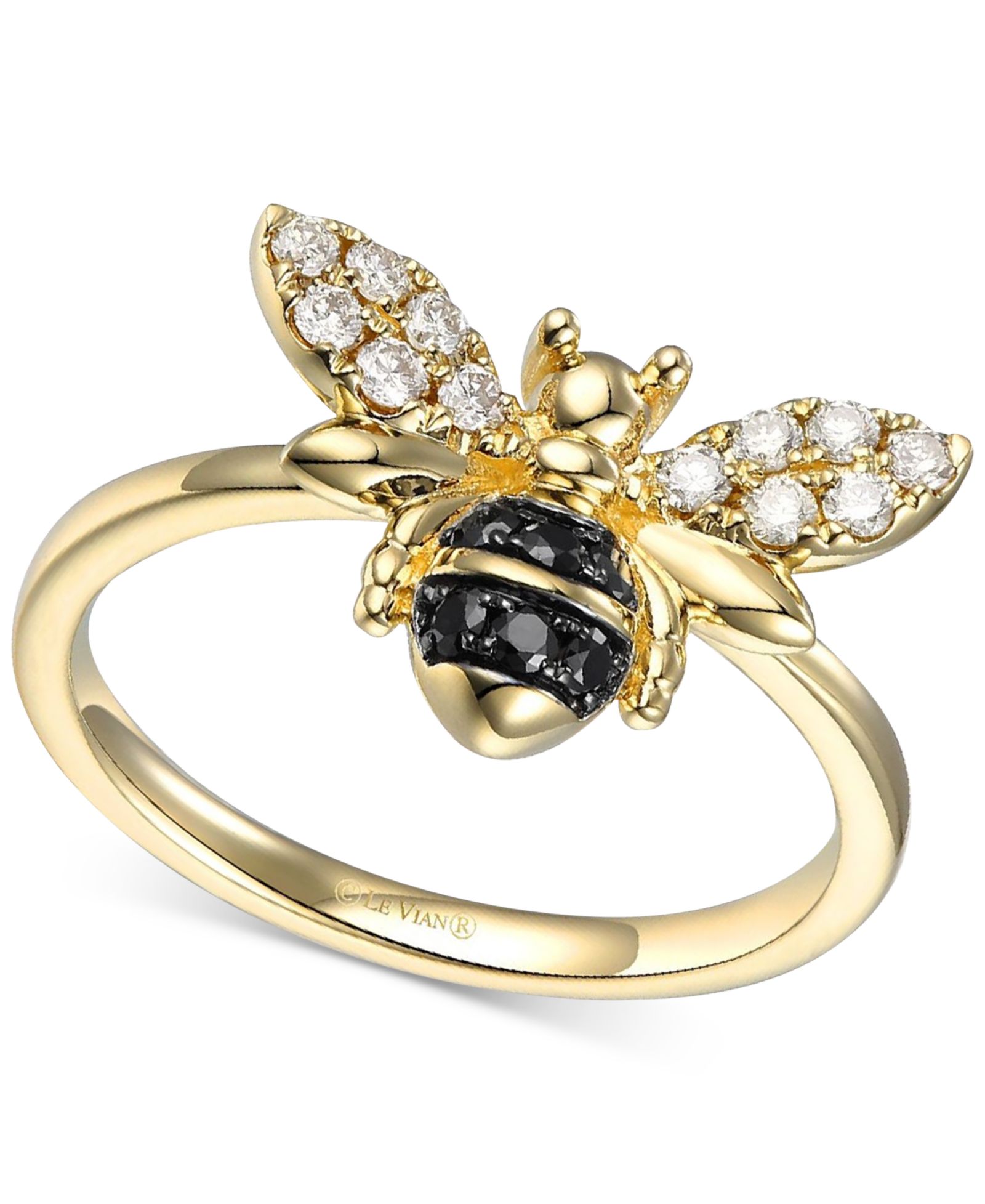 Le Vian® Nude Diamond (1/5 ct. t.w.) & Blackberry Diamond (1/10 ct. t.w.) Bee Ring in 14k Gold