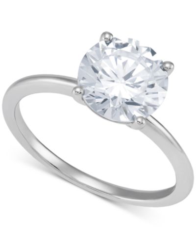 IGI Сертификационное помолвочное кольцо с выращенным бриллиантом Solitaire (2 ct. t.w.) в 14k белом золоте