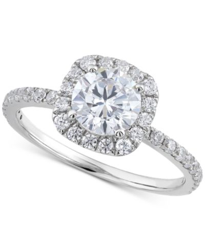 Помолвное кольцо IGI Certified Lab Grown Diamond Halo в 14k White Gold