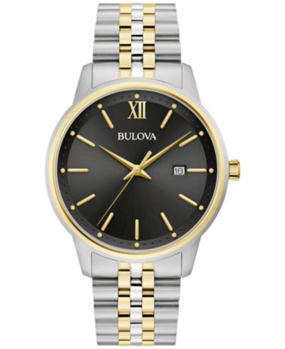 Bulova Мужские классические двухцветные часы на стальном браслете, 41mm