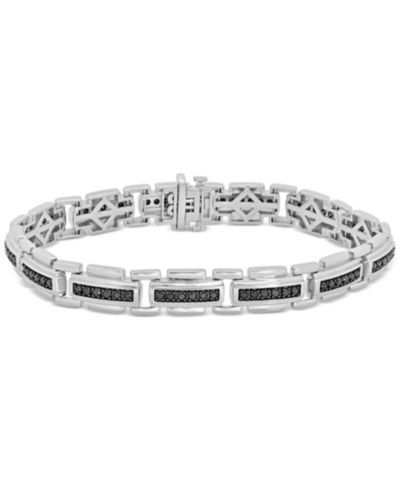 Мужской браслет Macy's Black Diamond Link в Sterling Silver