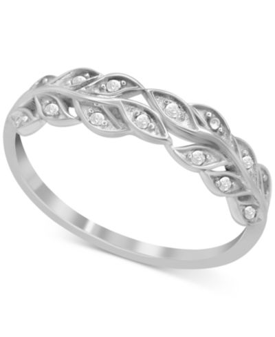 Diamond Leaf Band (1/10 ct. t.w.) в Sterling Silver