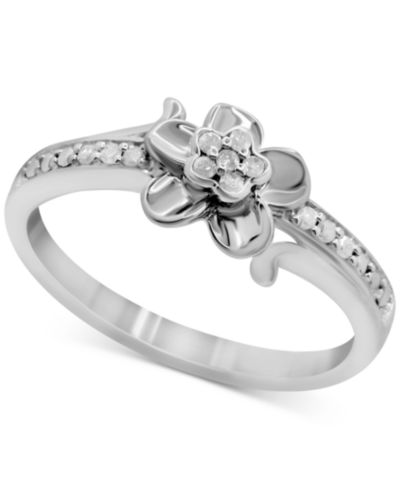 Кольцо Diamond Flower (1/10 ct. t.w.) из стерлингового серебра