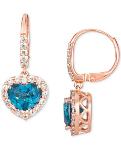 Серьги-подвески Le Vian® Deep Sea Blue Topaz (3 ct. t.w.) & Vanilla Topaz (5/8 ct.t.w.) Leverback в 14k Rose Gold