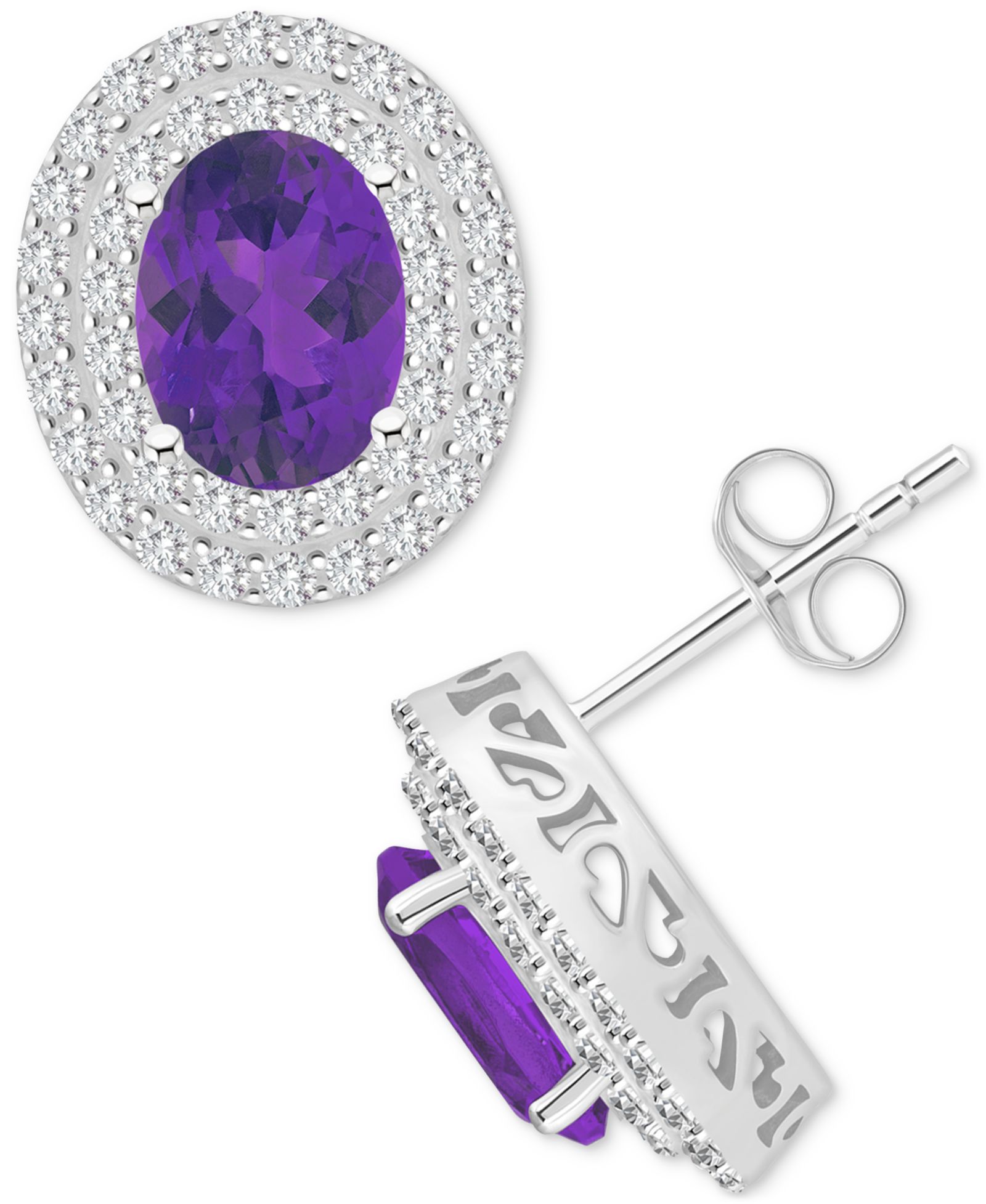 Серьги-гвоздики Macy's Rhodolite Garnet & White Topaz в стерлинговом серебре