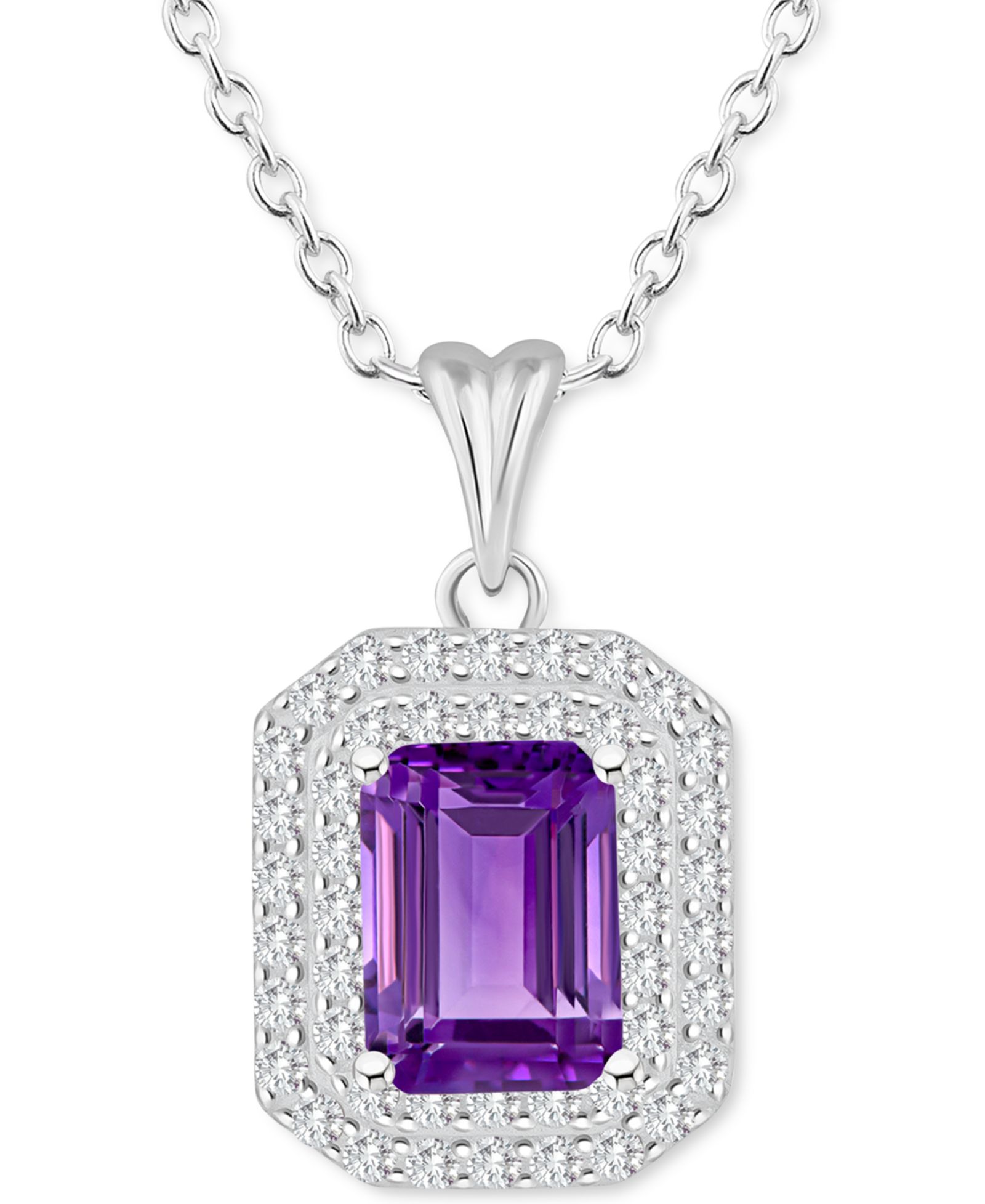 Подвеска Octagon Halo с рубином Rhodolite Garnet (2 ct. t.w.) и белым топазом (1/2 ct. t.w.) в стерлинговом серебре