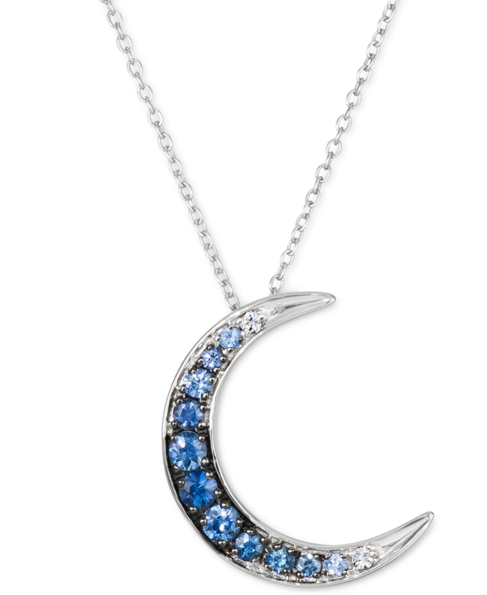 Подвеска Le Vian® Denim Ombré Sapphire & White Sapphire Crescent Moon 18" в 14k White Gold