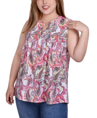 NY Collection Plus Size Блузка без рукавов с защипами