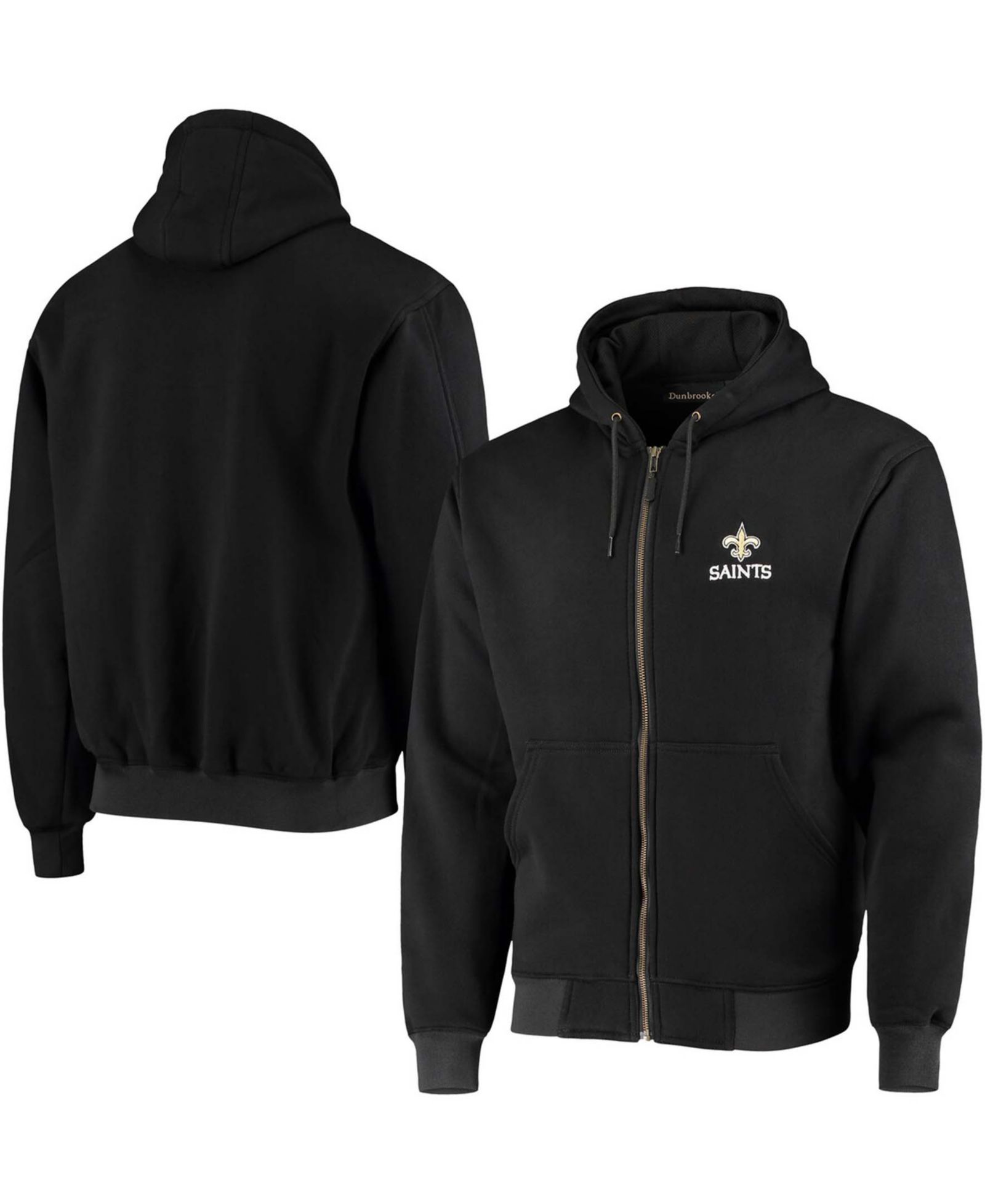 Dunbrooke мужское черное худи New Orleans Saints с термоподкладкой и молнией