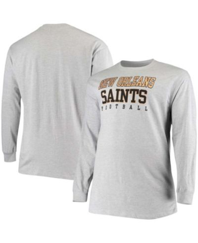 Мужская футболка Fanatics Big and Tall Heathered Gray New Orleans Saints Practice Long Sleeve