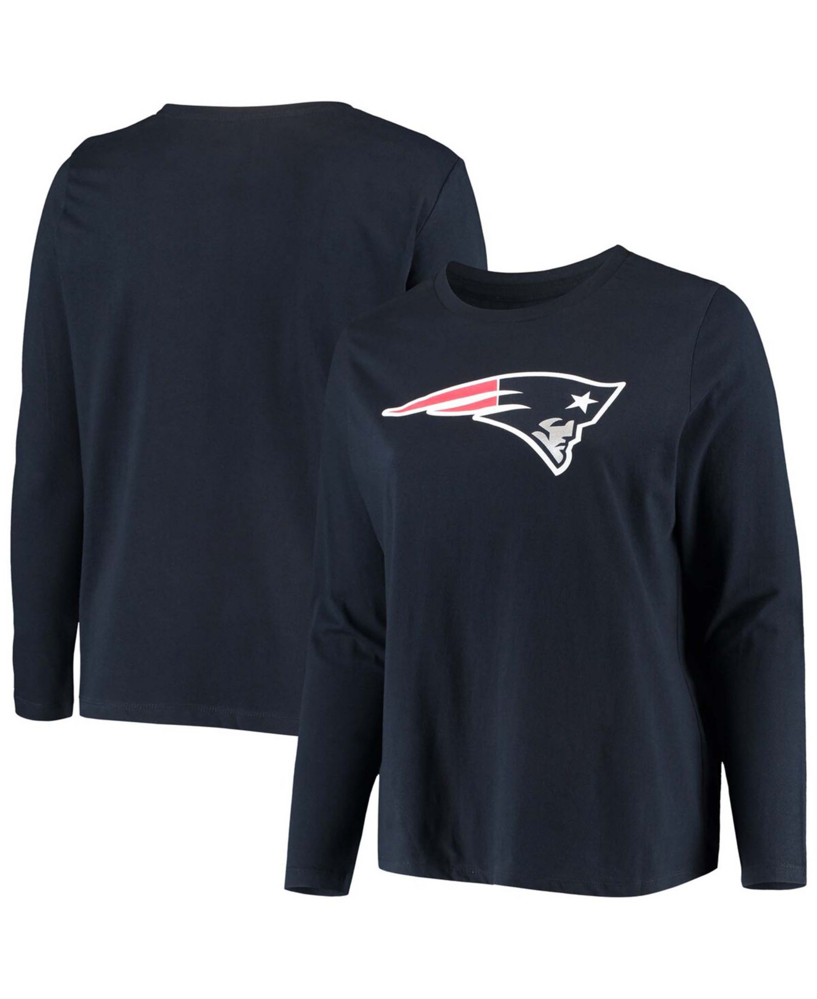 Женское платье Plus Size Navy New England Patriots Primary Logo Long Sleeve T-shirt