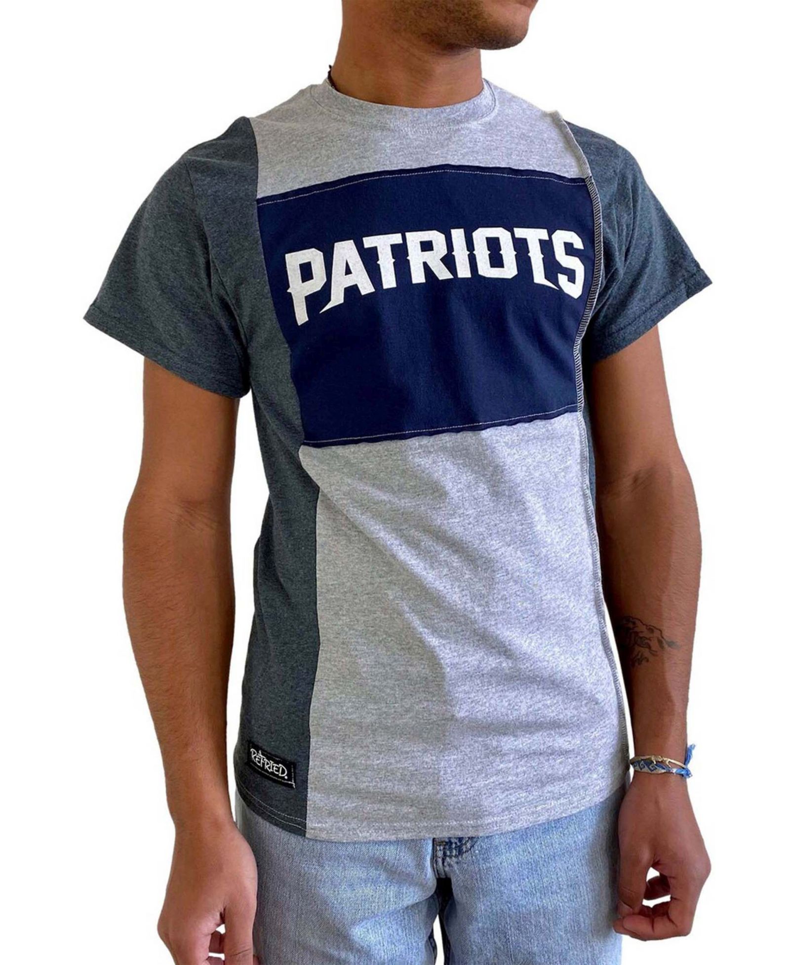 Мужская футболка New England Patriots Split, меланжевый серый