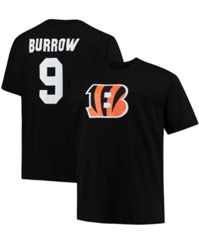 Мужская футболка Fanatics Joe Burrow Cincinnati Bengals с именем и номером, черная, больших размеров