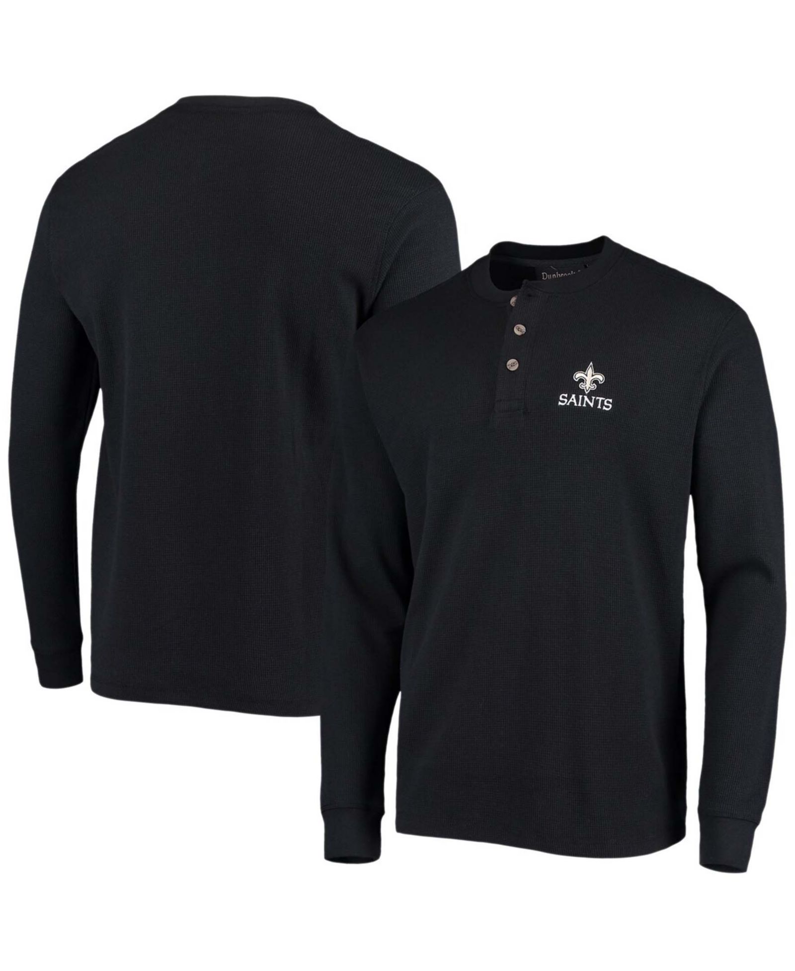 Мужская термофутболка Dunbrooke Black New Orleans Saints Maverick Henley Long Sleeve