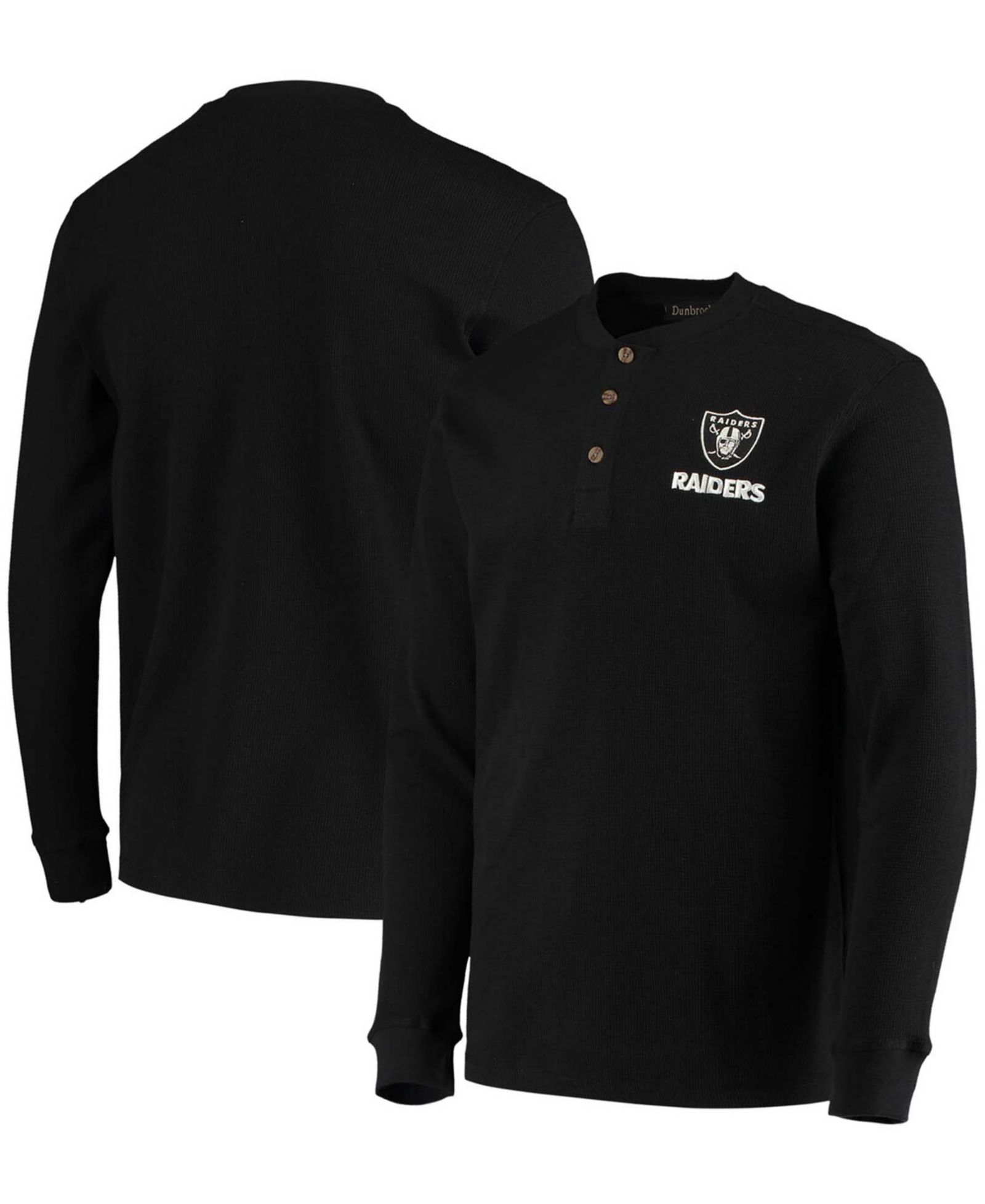 Мужская футболка Dunbrooke Black Las Vegas Raiders Logo Maverick Thermal Henley с длинным рукавом