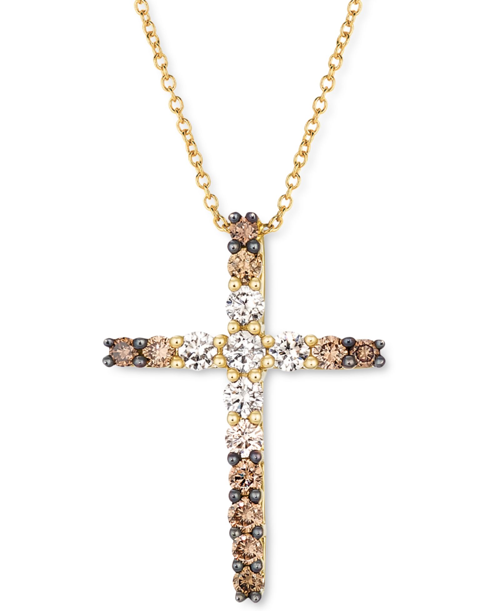 Подвеска-кулон Le Vian® Chocolate Ombré Diamond Cross 18" 14k Gold