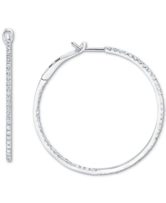 Diamond In & Out Hoop Earrings (1 ct. t.w.) in 10k White Gold